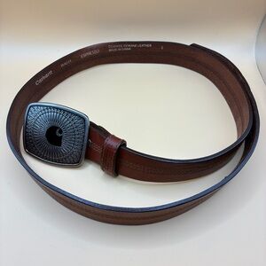 Carhartt Leather Belt Large Cowhide Espresso Western Buckle Workwear Cowgirl